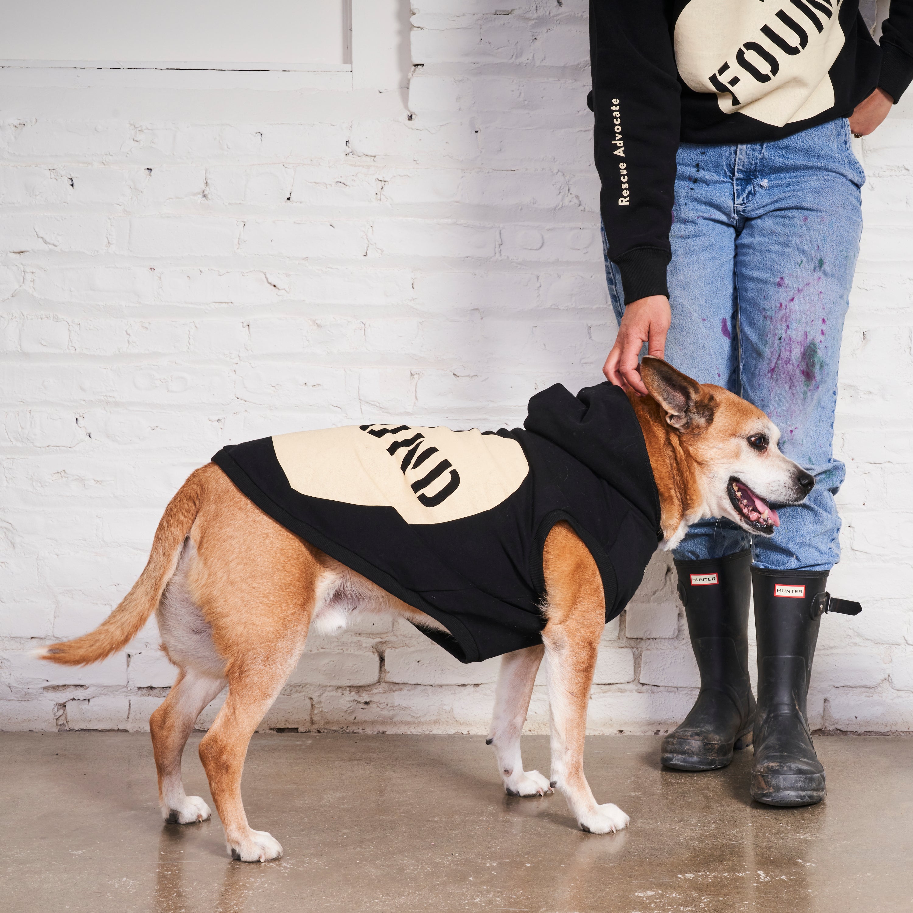 FMA full heart animal hoodie black cream